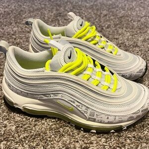 Nike Air Max 97 White and Neon Sneakers